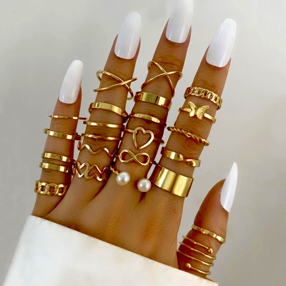 15 piece gold ring set